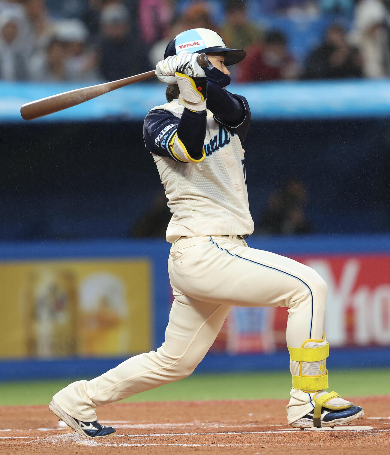 ヤクルト対巨人　1回裏ヤクルト無死、右前打を放つ長岡秀樹（撮影・河田真司）