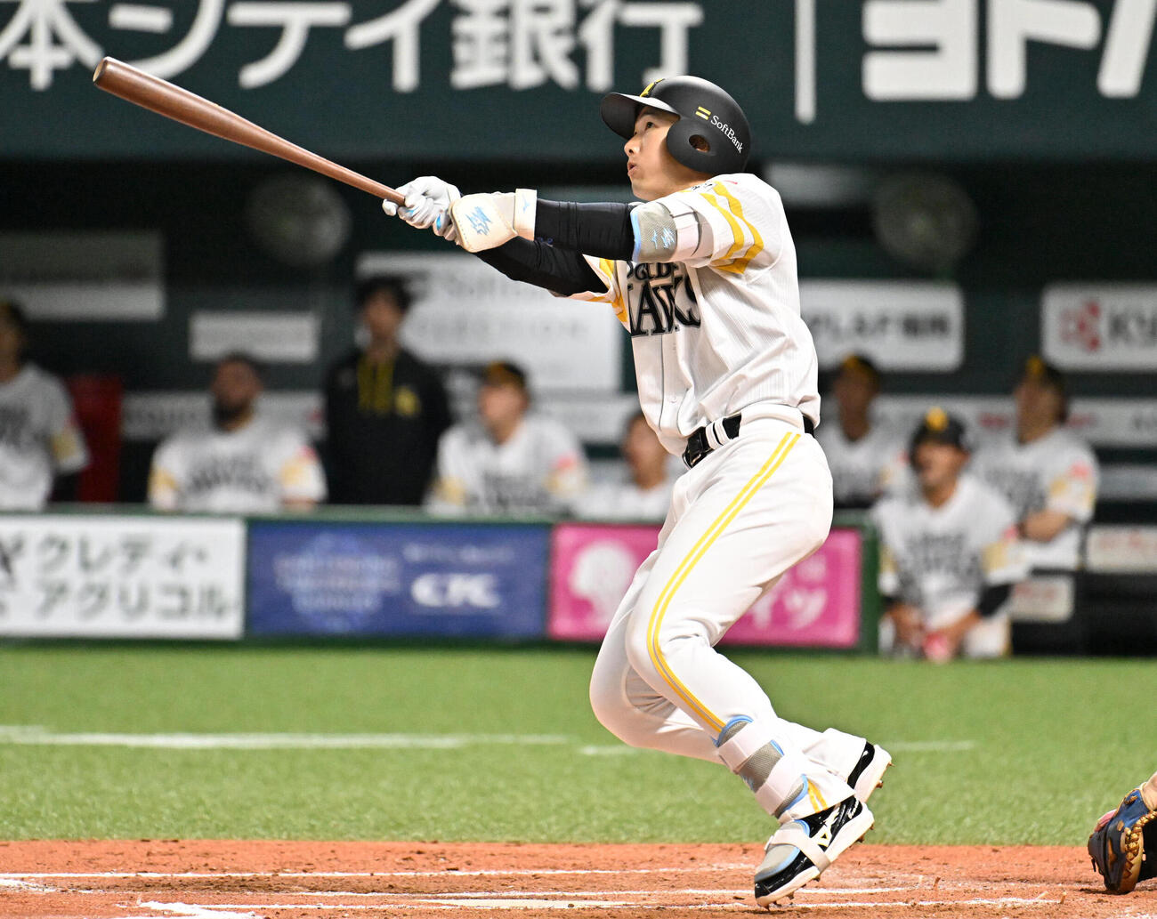 ソフトバンク対日本ハム　7回裏ソフトバンク1死、山本祐大は左越えに本塁打を放つ（撮影・林敢治）＝2026年5月22日