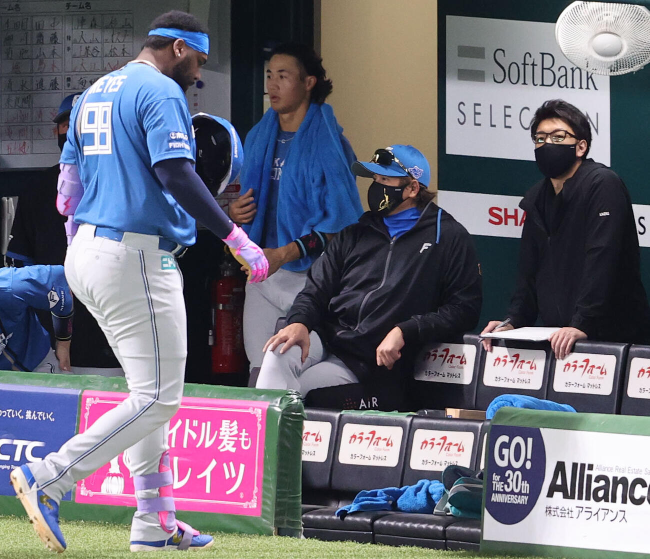 ソフトバンク対日本ハム　ベンチから戦況を見守る日本ハム新庄剛志監督（撮影・梅根麻紀）