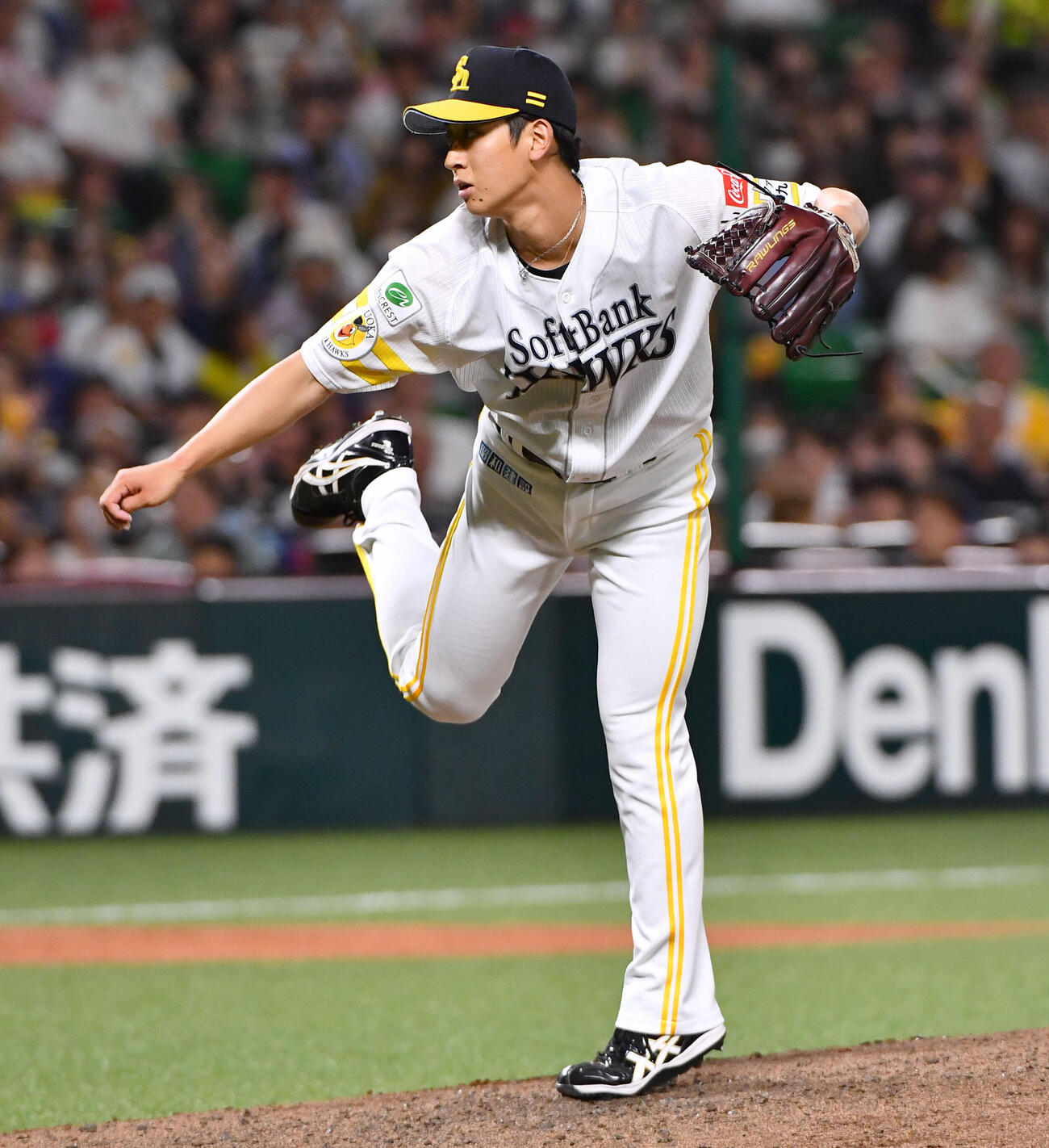 ソフトバンク対日本ハム　9回表から登板した、ソフトバンク5番手の大山凌（撮影・岩下翔太）