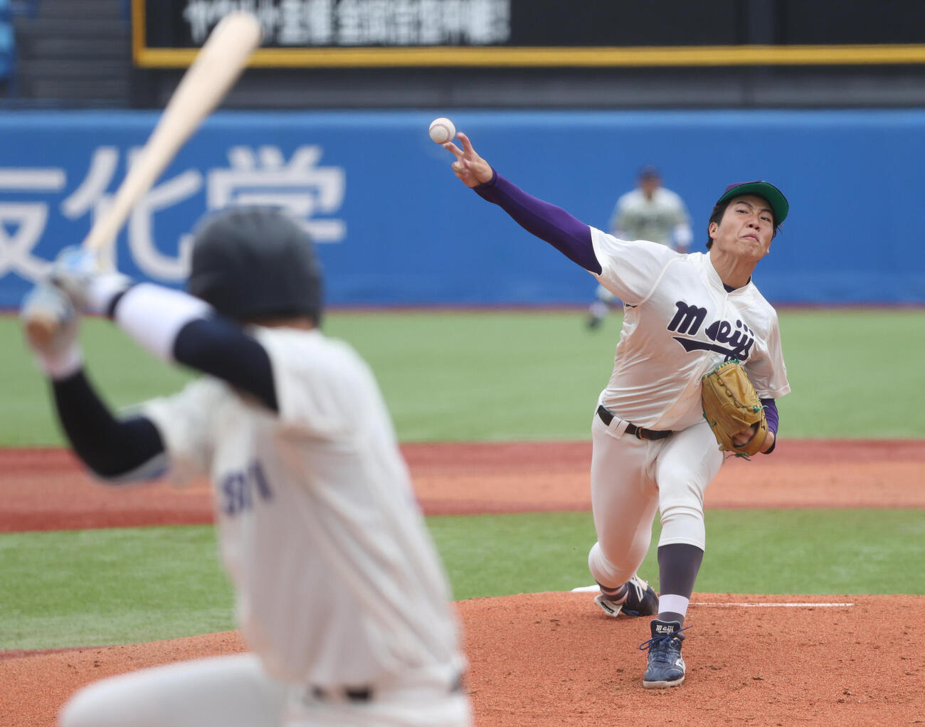 6大学野球　明大対法大　先発した明大・平嶋桂知（撮影・柴田隆二）