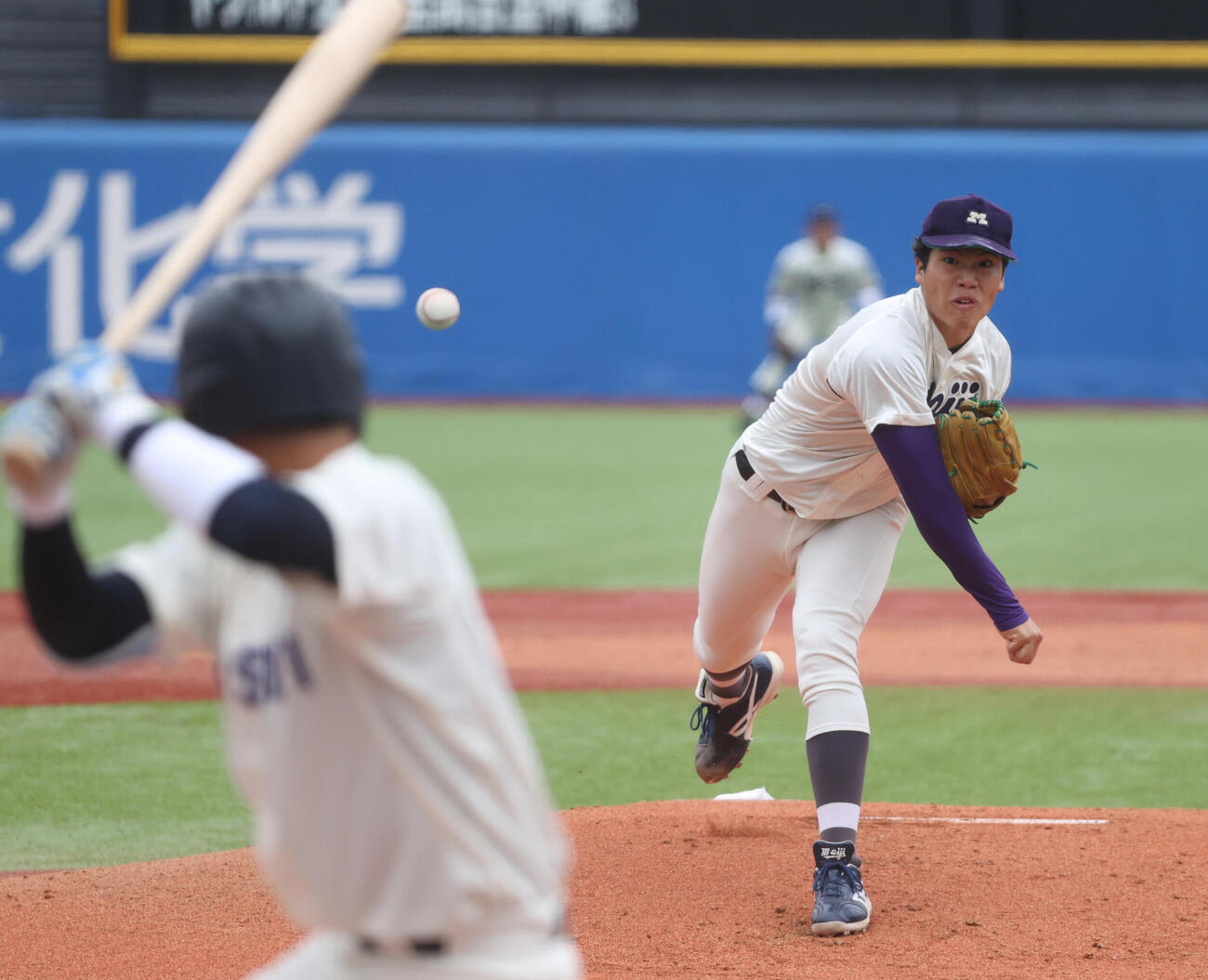 6大学野球　明大対法大　先発した明大・平嶋桂知（撮影・柴田隆二）