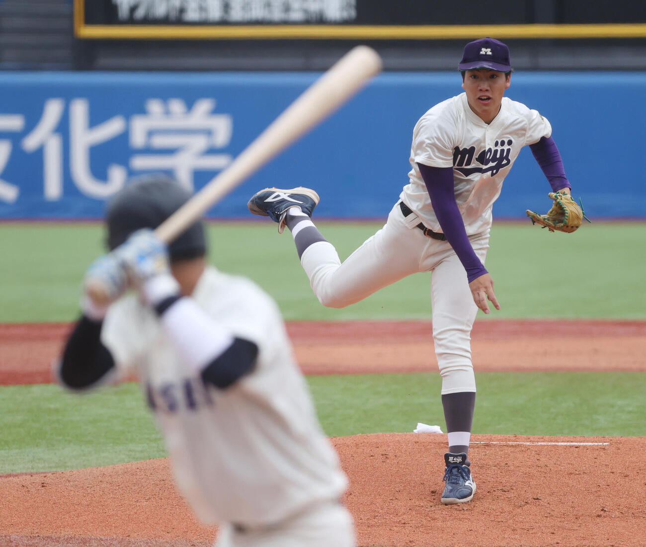6大学野球　明大対法大　先発した明大・平嶋桂知（撮影・柴田隆二）
