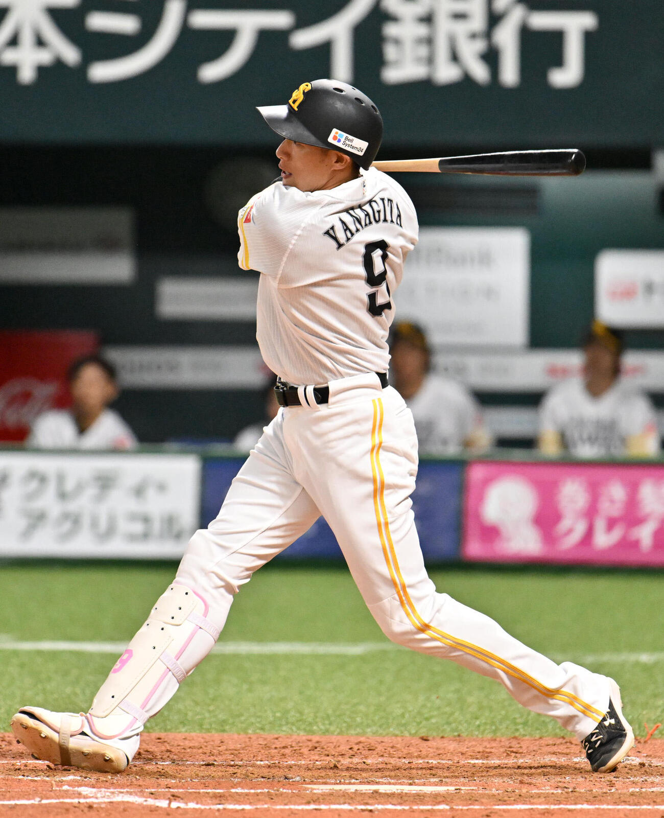 ソフトバンク対日本ハム　3回裏ソフトバンク2死満塁、柳田悠岐は勝ち越し2点適時打を放つ（撮影・林敢治）