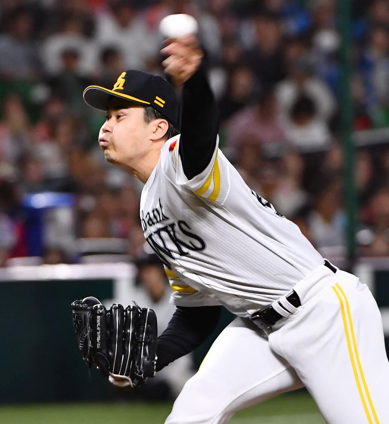 ソフトバンク日本ハム　ソフトバンク先発の松本晴（撮影・岩下翔太）