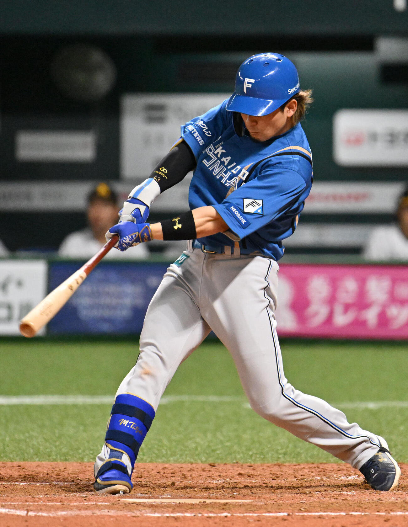 ソフトバンク対日本ハム　5回表日本ハム無死、水野達稀は中前安打を放つ（撮影・林敢治）＝2026年5月23日