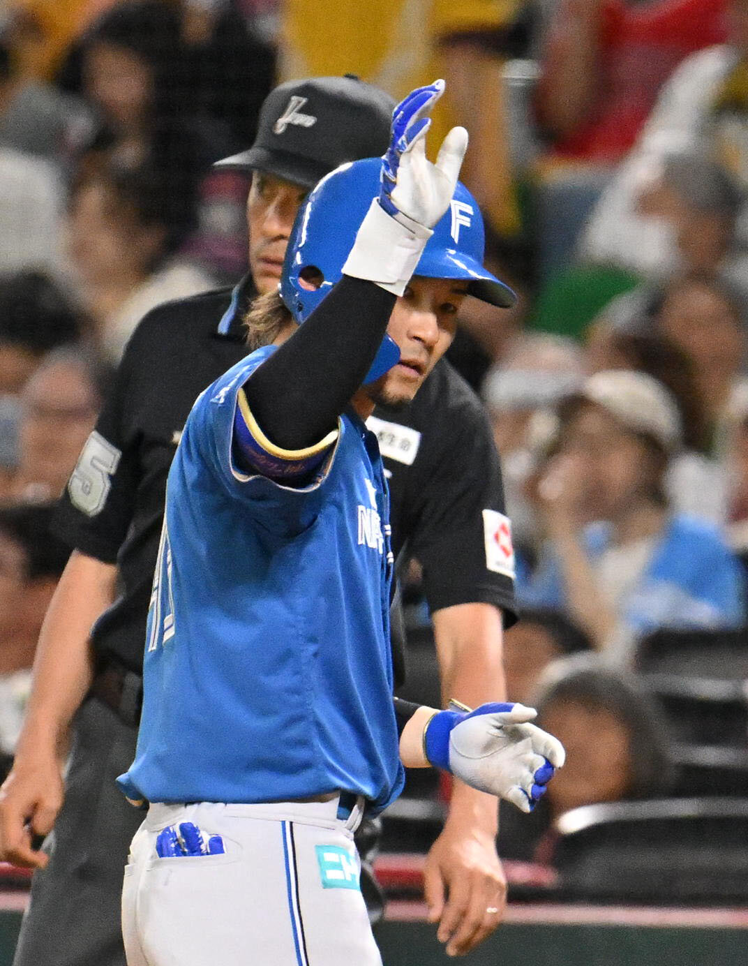 ソフトバンク対日本ハム　5回表日本ハム無死、水野達稀は中前安打を放つ（撮影・林敢治）＝2026年5月23日