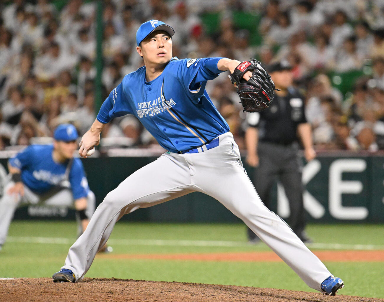 ソフトバンク対日本ハム　日本ハム5番手投手の田中正義（撮影・林敢治）＝2026年5月24日
