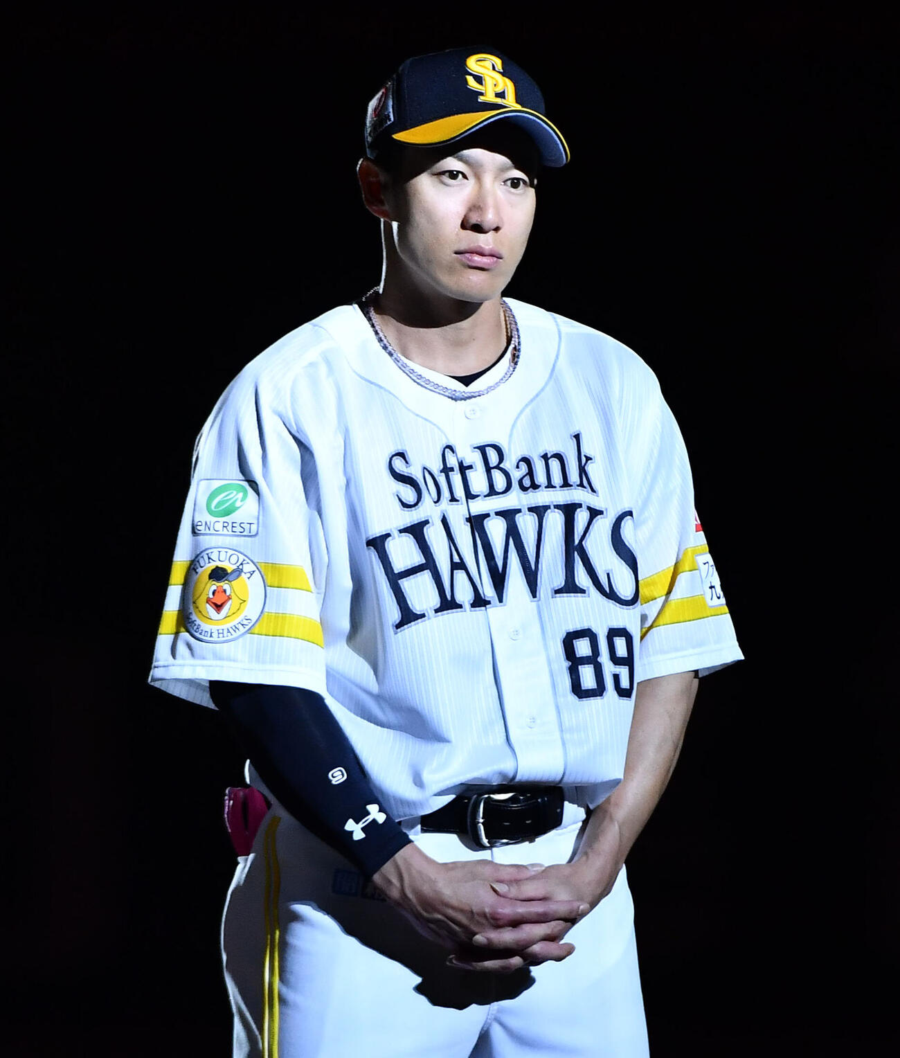 ソフトバンク対日本ハム　「OH SADAHARU LEGACY DAY」イベントの試合前セレモニーで、背番号89の特別ユニホームを着る柳田悠岐（撮影・岩下翔太）