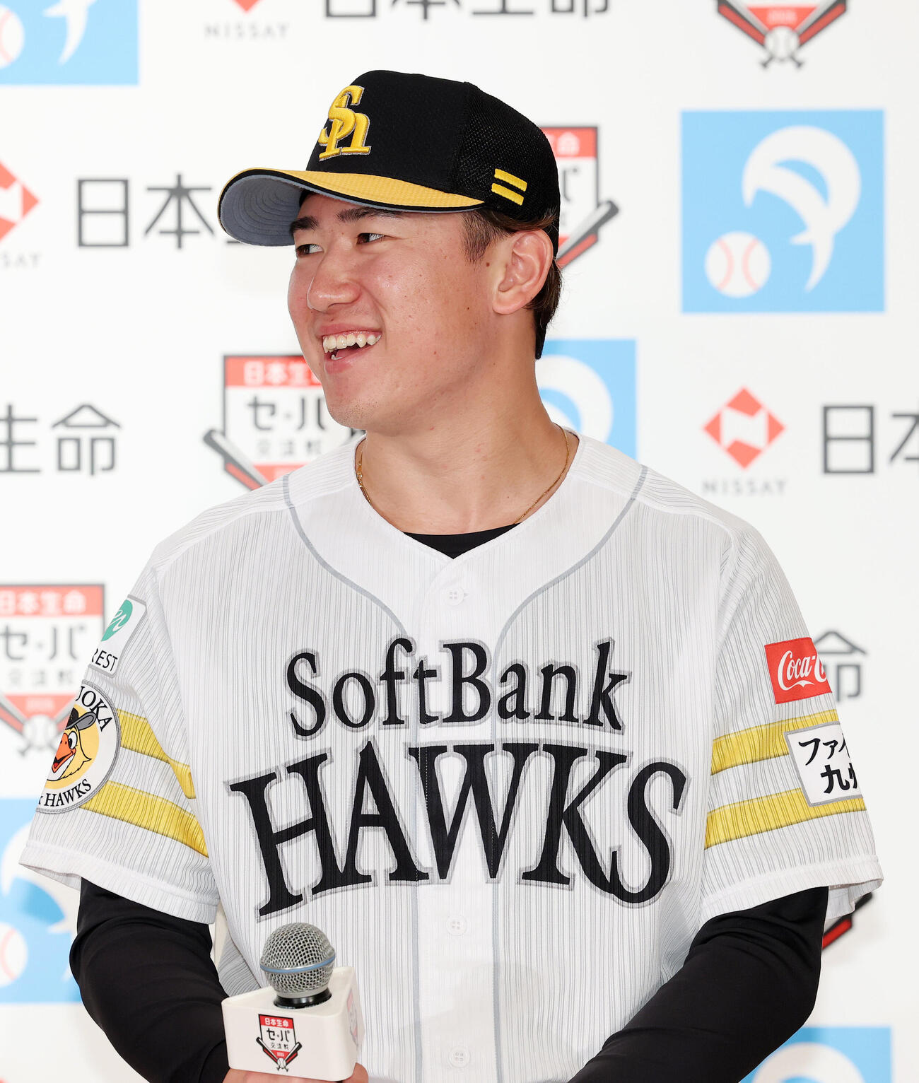 「日本生命セ・パ交流戦」　記者会見に臨むソフトバンク木村光（撮影・鈴木正人）