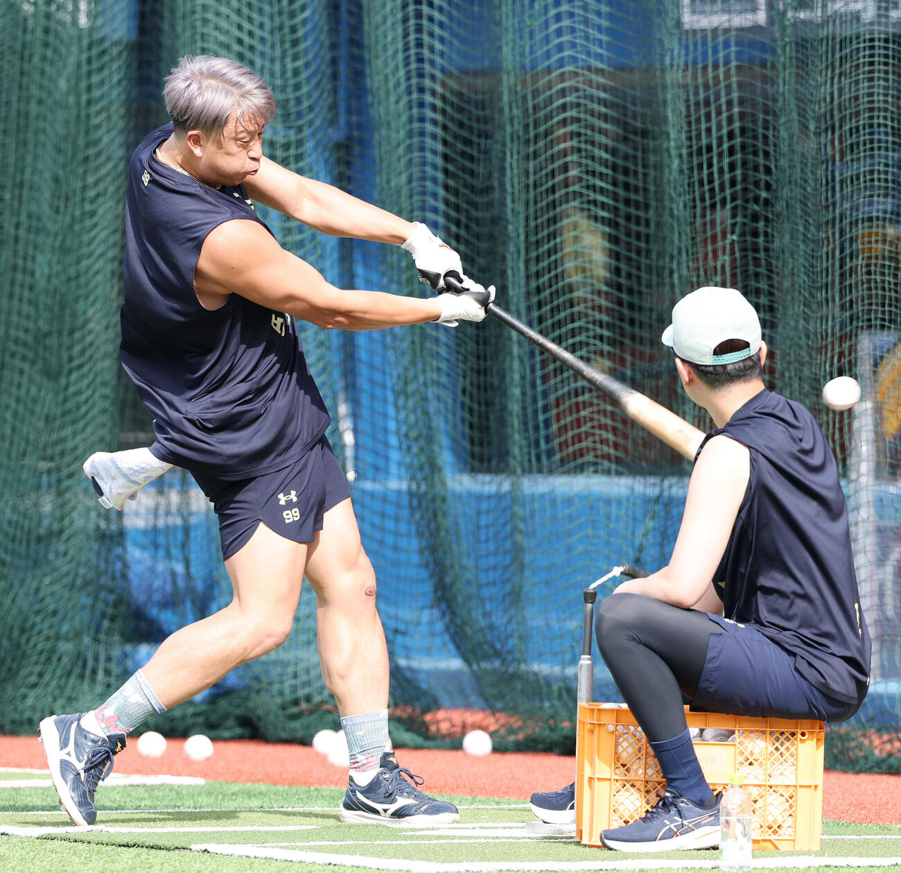 DeNA対オリックス　試合前、打撃練習するオリックス杉本裕太郎（撮影・宮地輝）