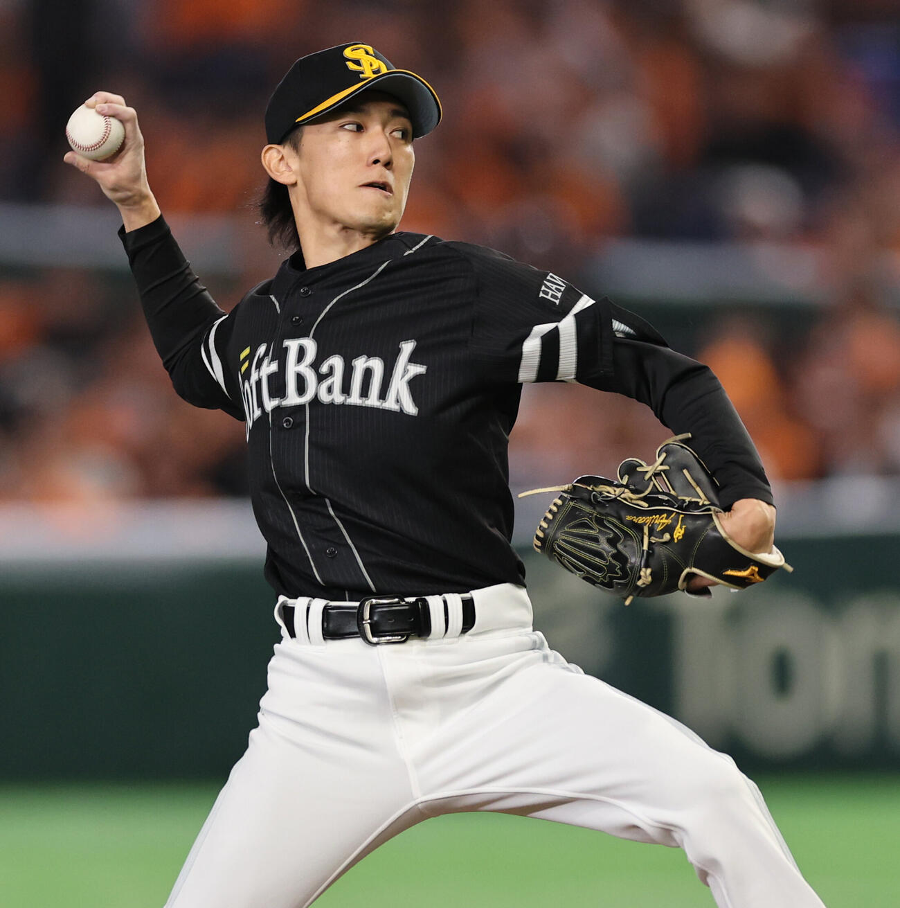 巨人対ソフトバンク　ソフトバンク先発の大津亮介（撮影・野上伸悟）