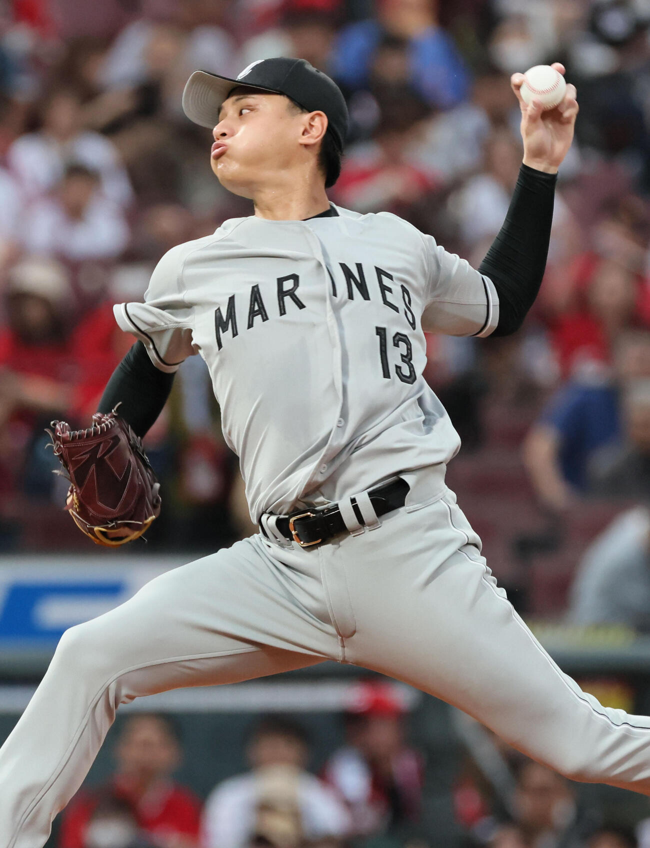 広島対ロッテ　ロッテ先発の毛利海大（撮影・加藤孝規）