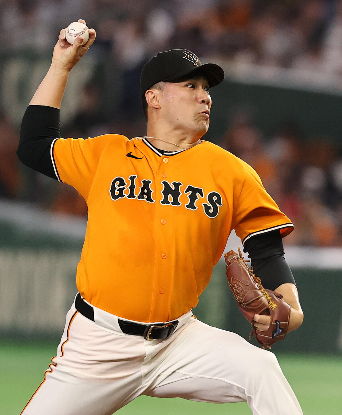 巨人対ソフトバンク　巨人先発の田中将大（撮影・野上伸悟）