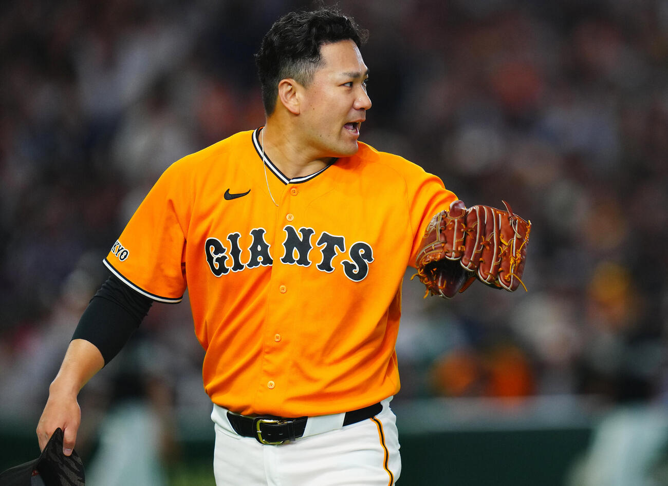 交流戦　巨人対ソフトバンク　1回表ソフトバンクの攻撃を無失点に抑えた巨人先発の田中将大（撮影・垰建太）