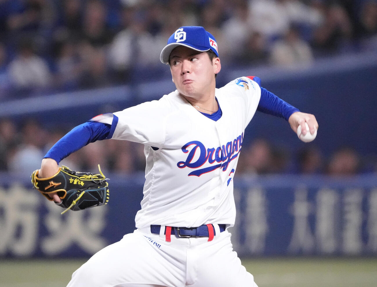 プロ野球交流戦中日対楽天　1回表、登板する中日先発の金丸夢斗（撮影・森本幸一）