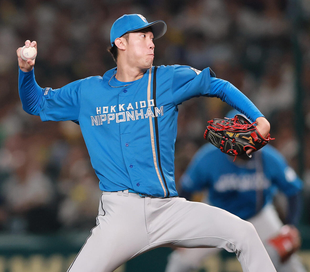 阪神対日本ハム　7回裏、力投する日本ハム福島蓮（撮影・上山淳一）