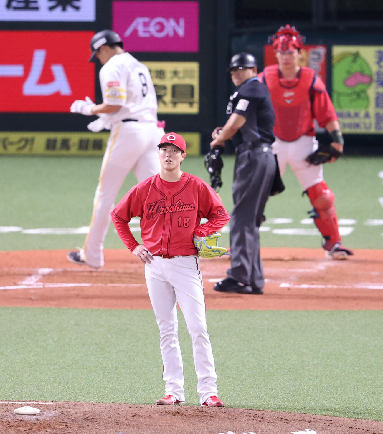 ソフトバンク対広島　3回裏ソフトバンク2死、柳田悠岐に左中間同点本塁打を浴びた森下暢仁（撮影・梅根麻紀）
