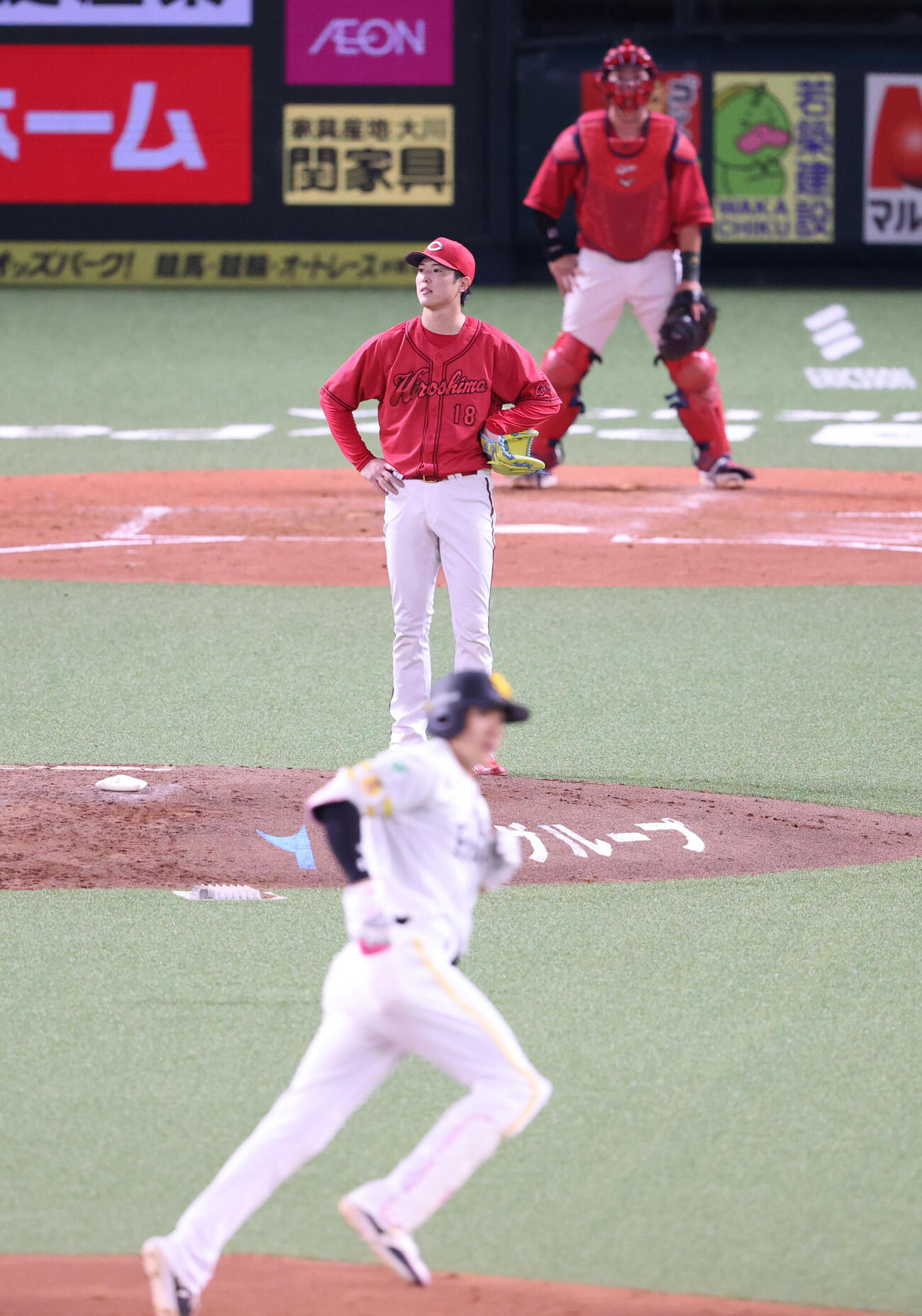 ソフトバンク対広島　3回裏ソフトバンク2死、柳田悠岐に左中間同点本塁打を浴びた森下暢仁（撮影・梅根麻紀）