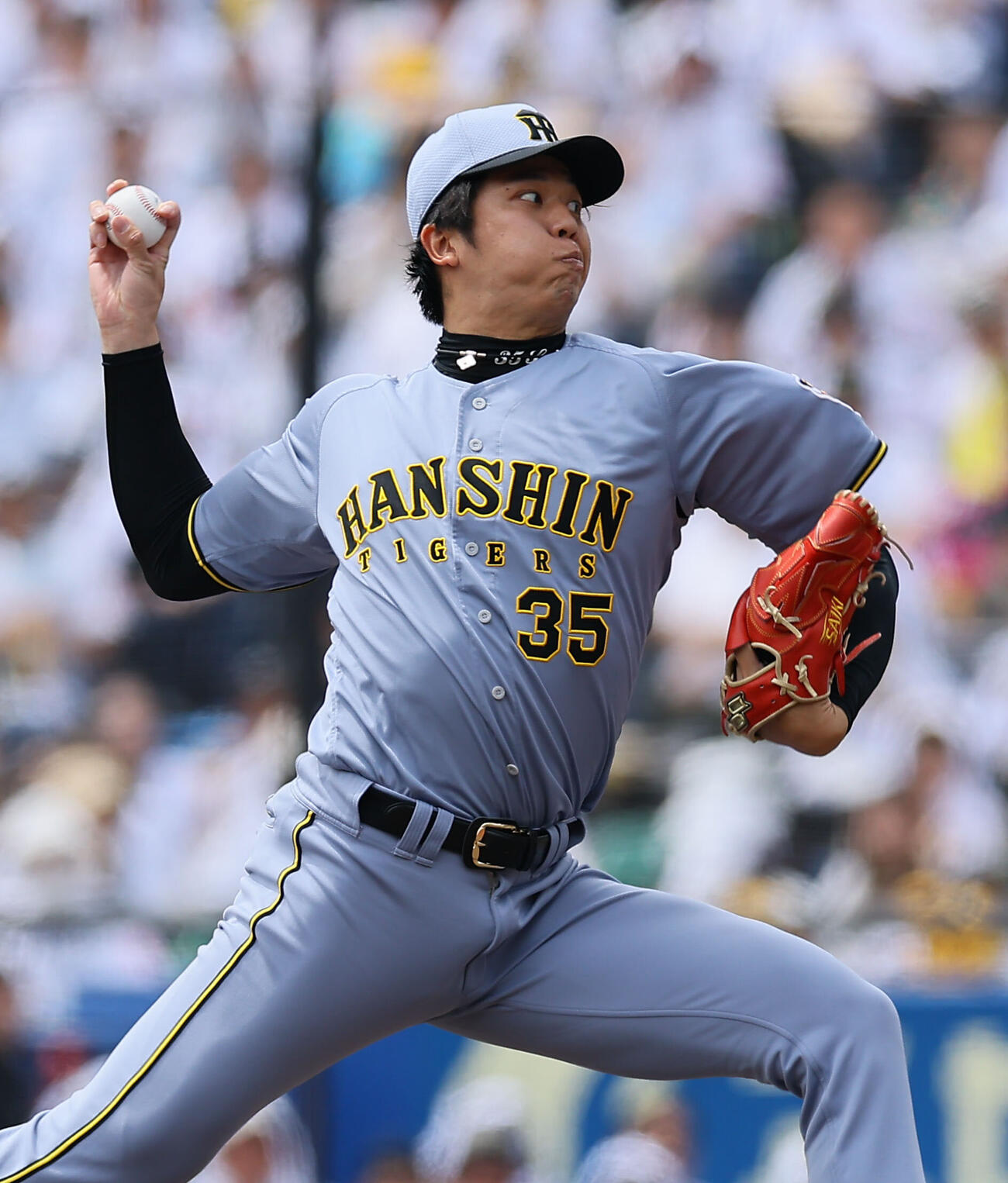 ロッテ対阪　阪神先発の才木浩人（撮影・藤尾明華）