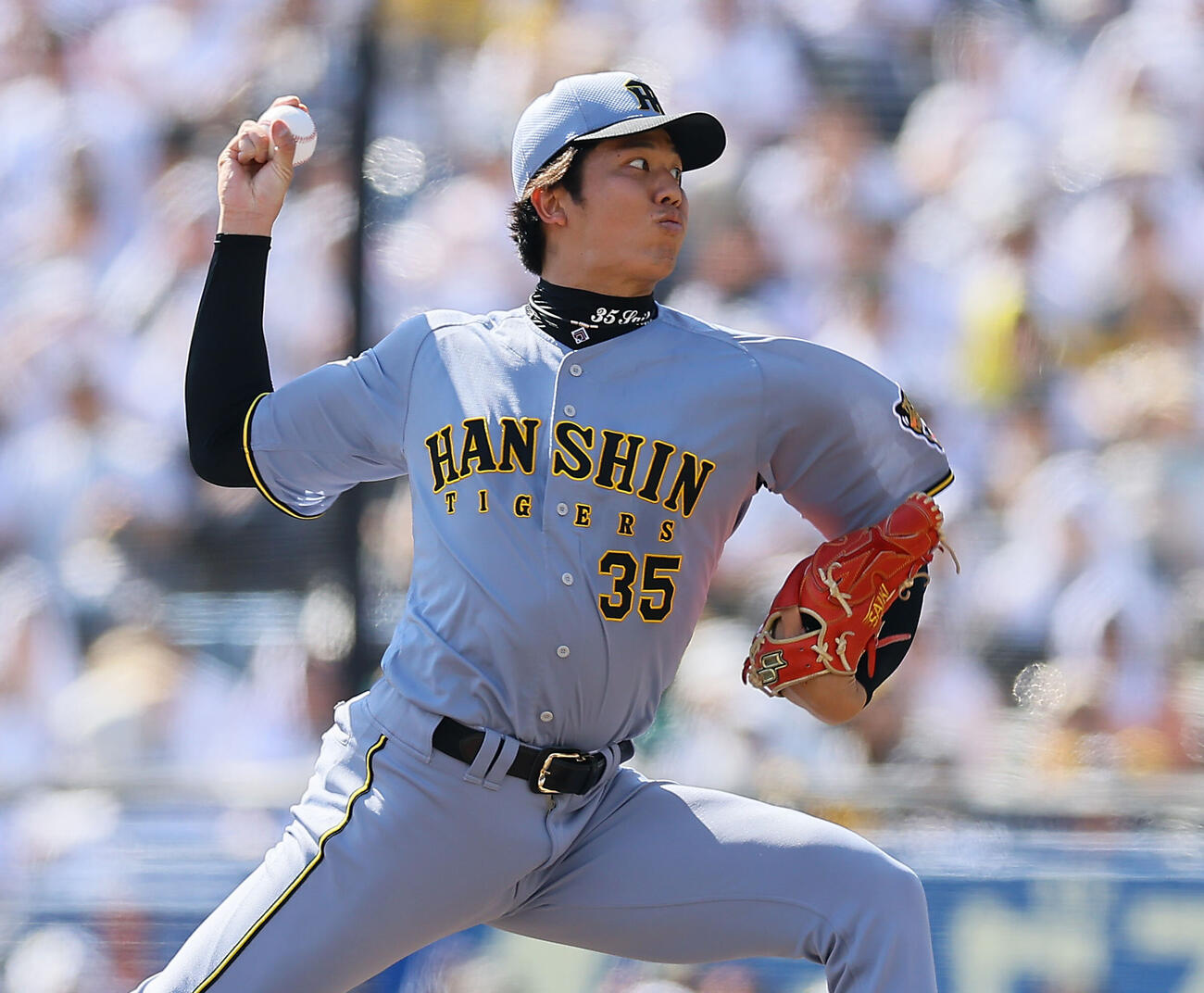 ロッテ対阪　6回、力投する阪神才木浩人（撮影・藤尾明華）＝2026年5月31日、ZOZOマリンスタジアム
