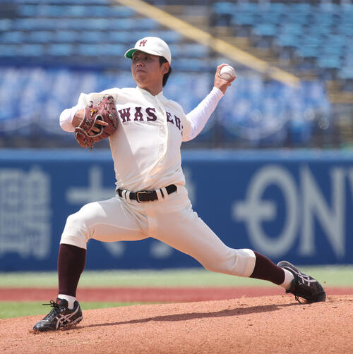6大学野球 早大対慶大 先発した早大・宮城誇南(撮影・柴田隆二)