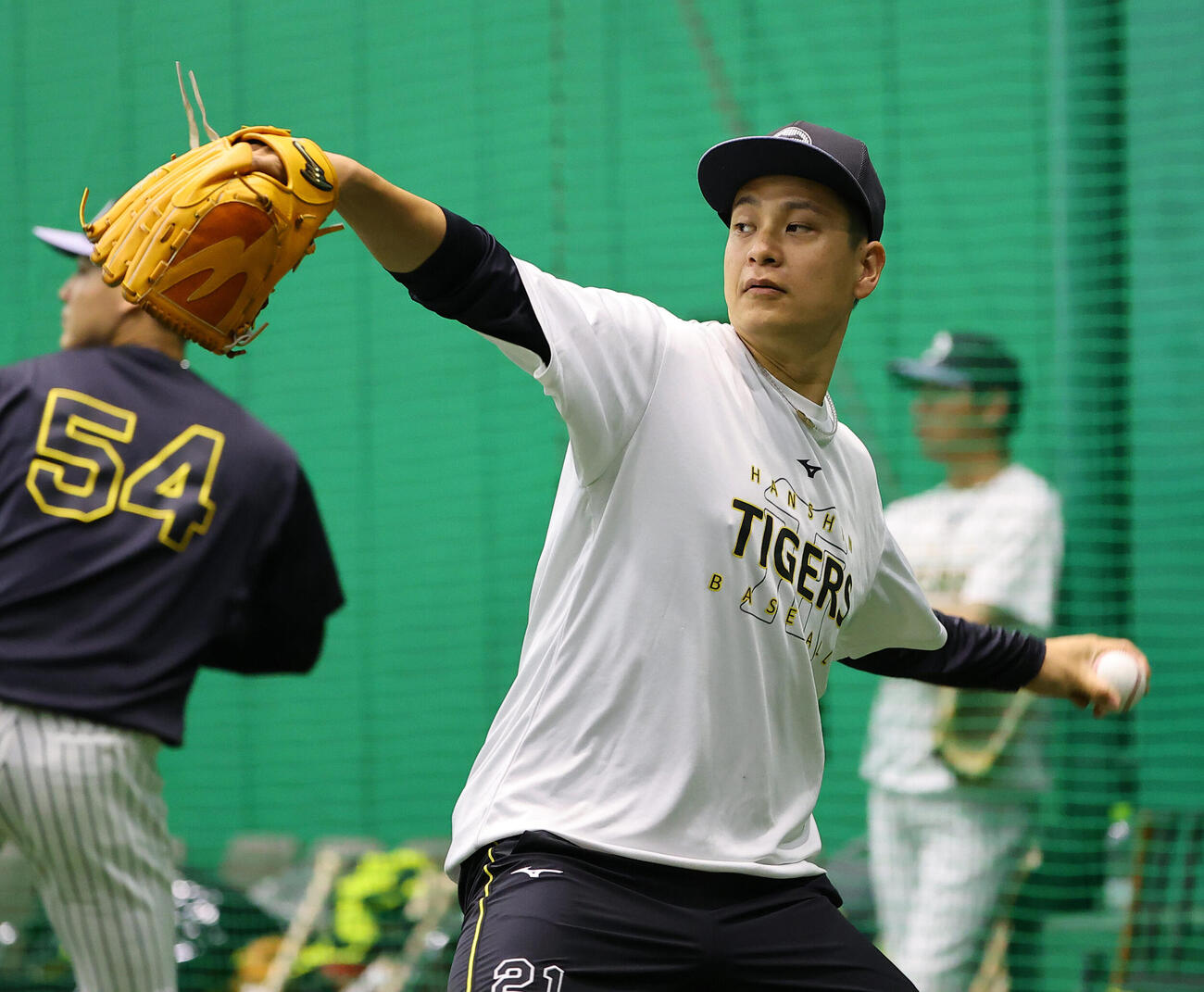 阪神対西武　キャッチボールをする大竹耕太郎（撮影・上田博志）