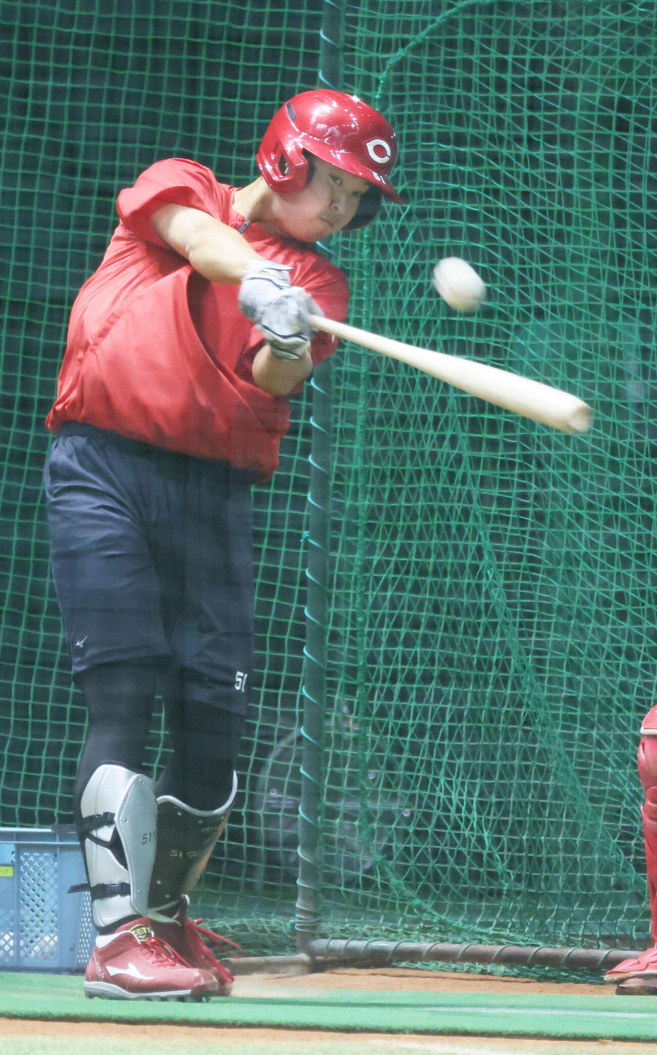広島対日本ハム　1軍に合流し、打撃練習する広島平川蓮（撮影・加藤孝規）