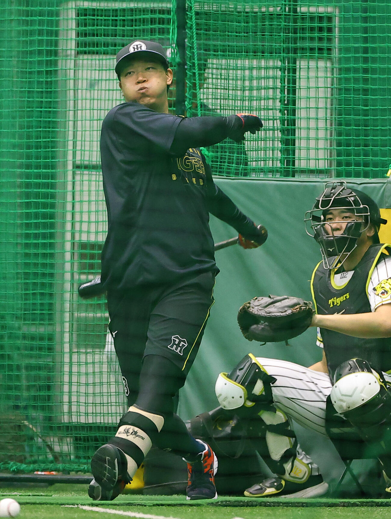 阪神対西武　打撃練習をする大山悠輔（撮影・上田博志）