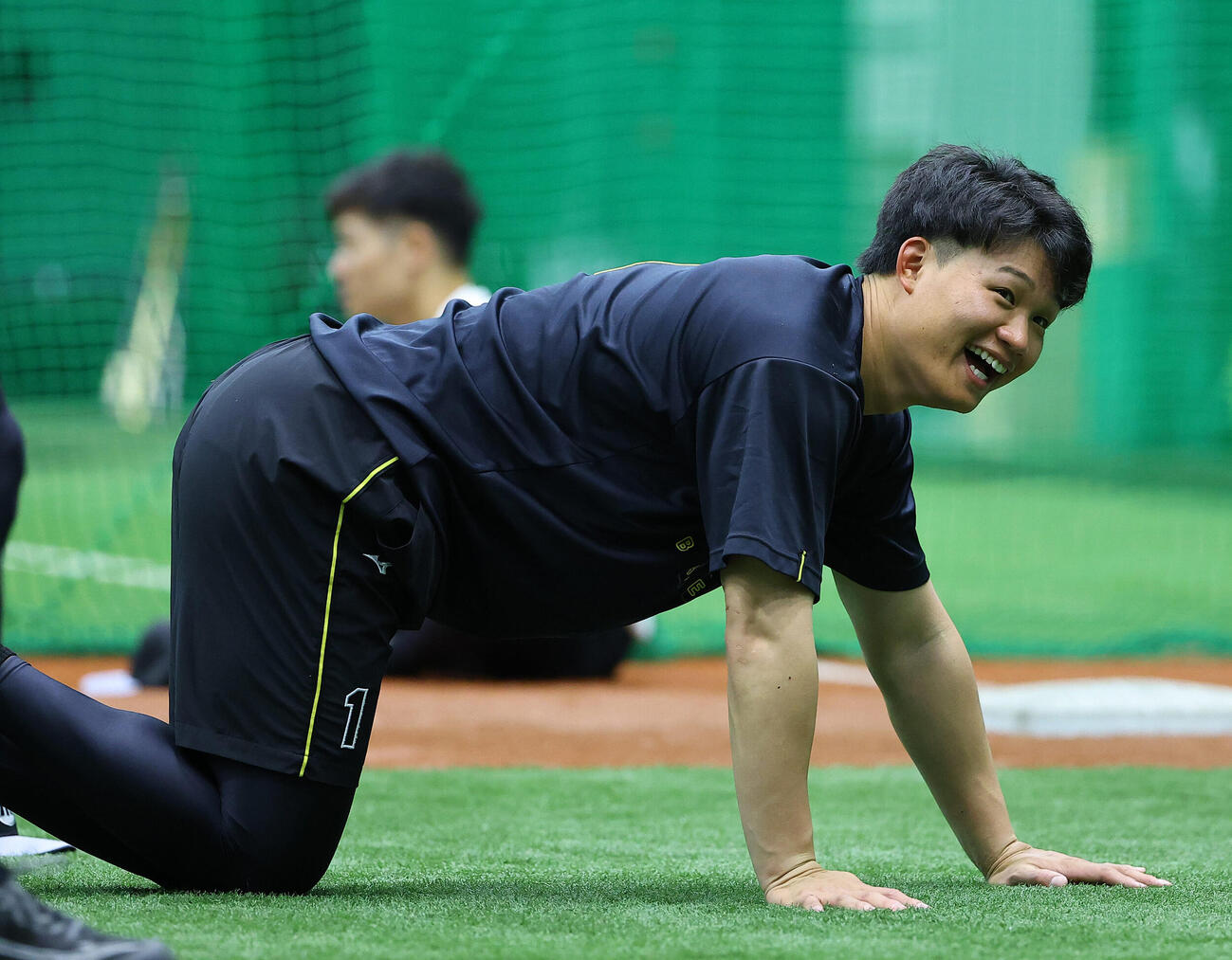 阪神対西武　笑顔を見せる森下翔太（撮影・上田博志）