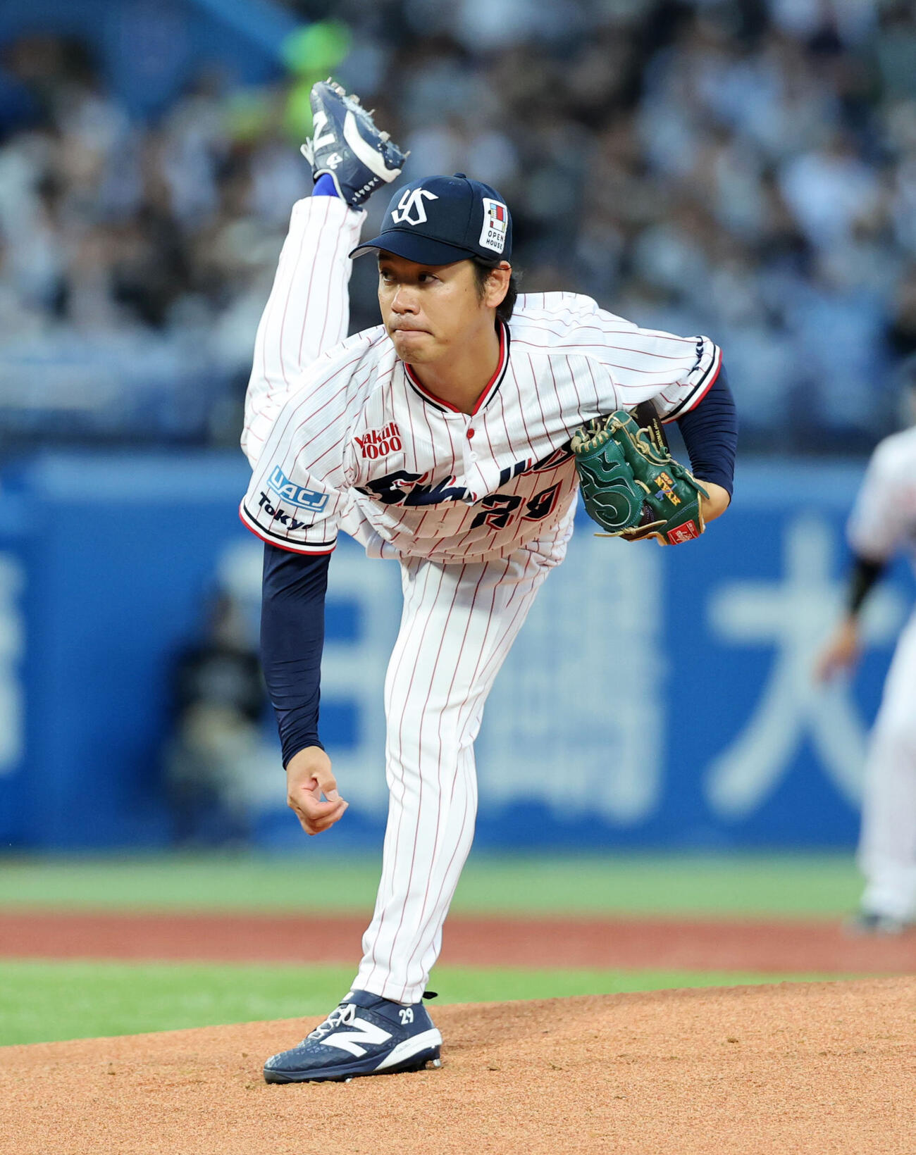 ヤクルト対ロッテ　力投するヤクルト先発の小川泰弘（撮影・浅見桂子）