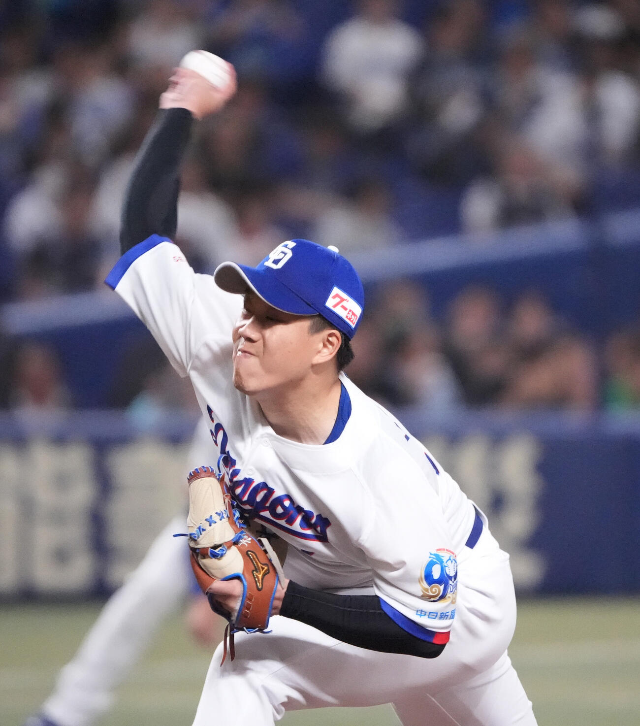 プロ野球交流戦中日対西武　力投する中日先発の柳裕也（撮影・森本幸一）