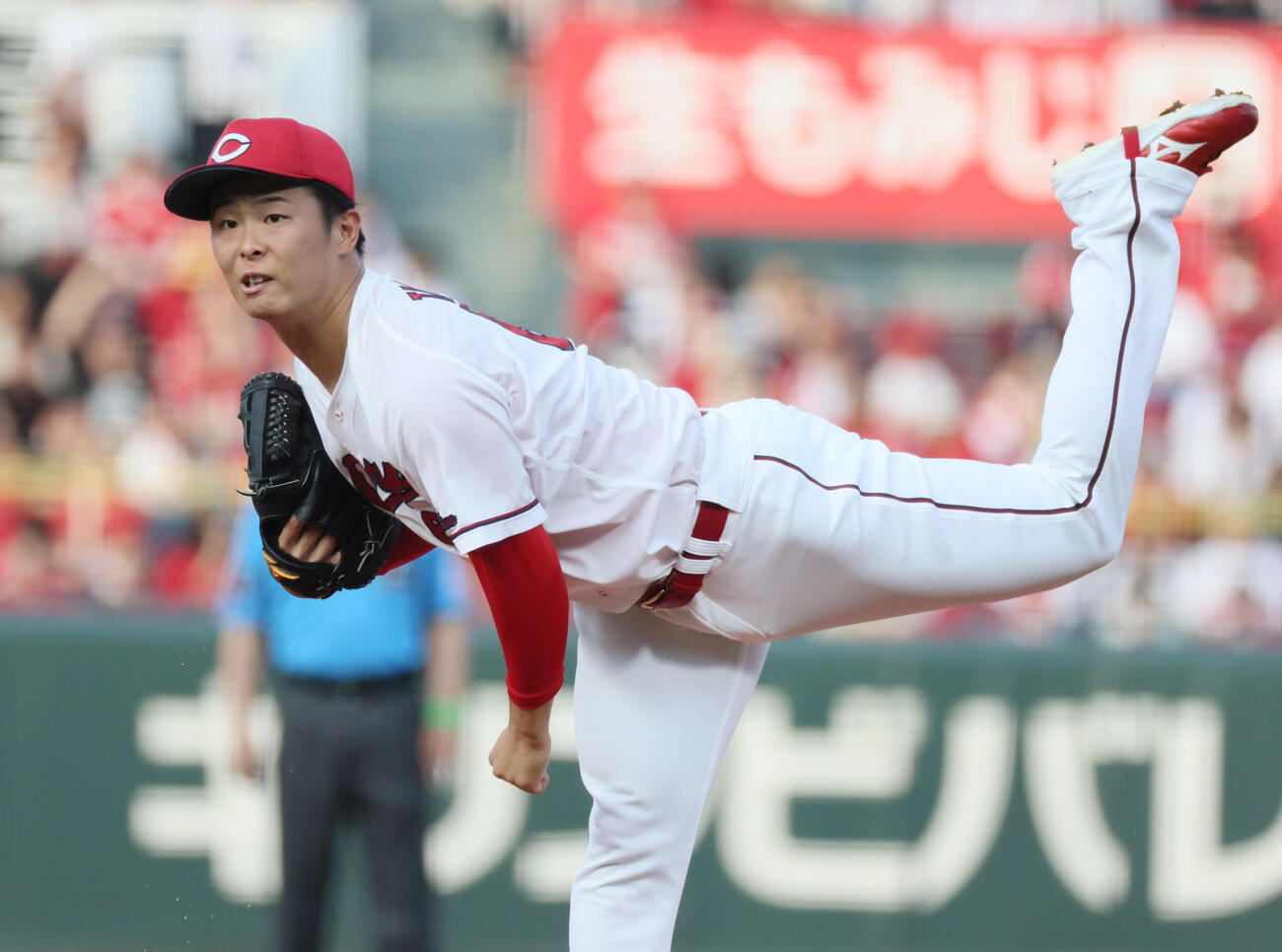 広島対オリックス　広島先発の玉村昇悟（撮影・加藤孝規）