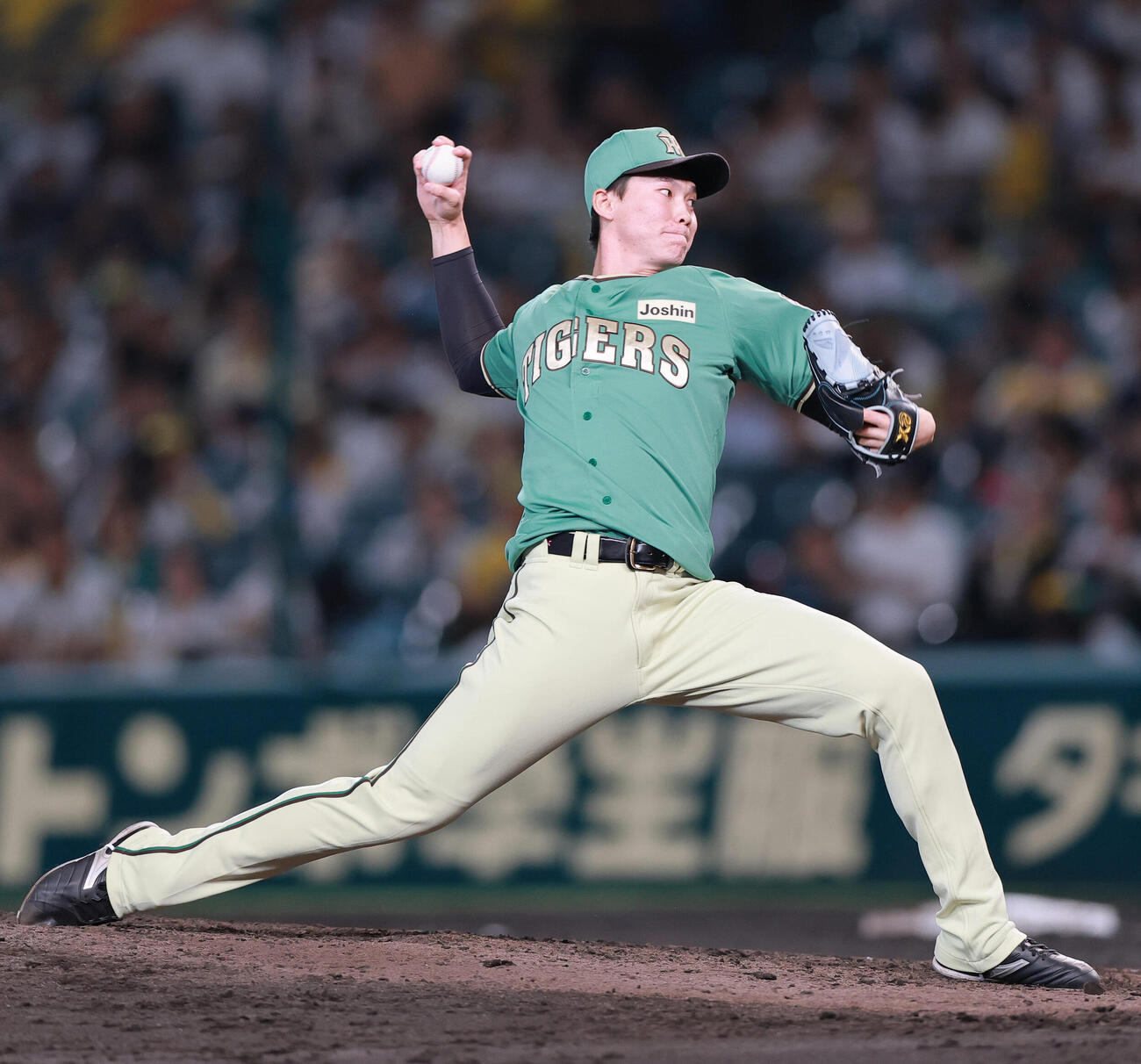 阪神対楽天　9回表に登板する阪神湯浅京己（撮影・上山淳一）