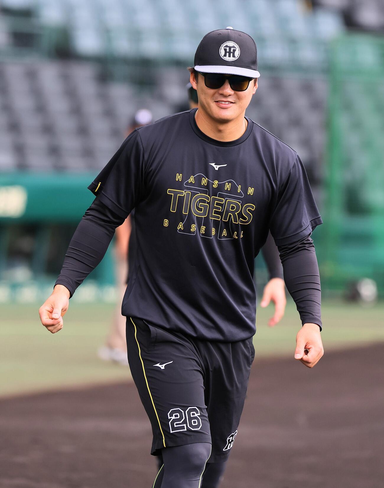 阪神対楽天　1軍に合流した前川右京。半パンの番号はなぜか26（撮影・上田博志）