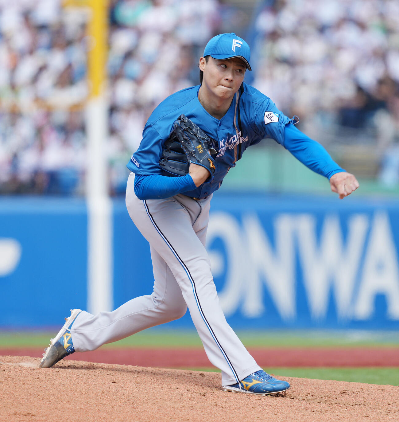 ヤクルト対日本ハム　日本ハム先発の山崎福也（撮影・小沢裕）　