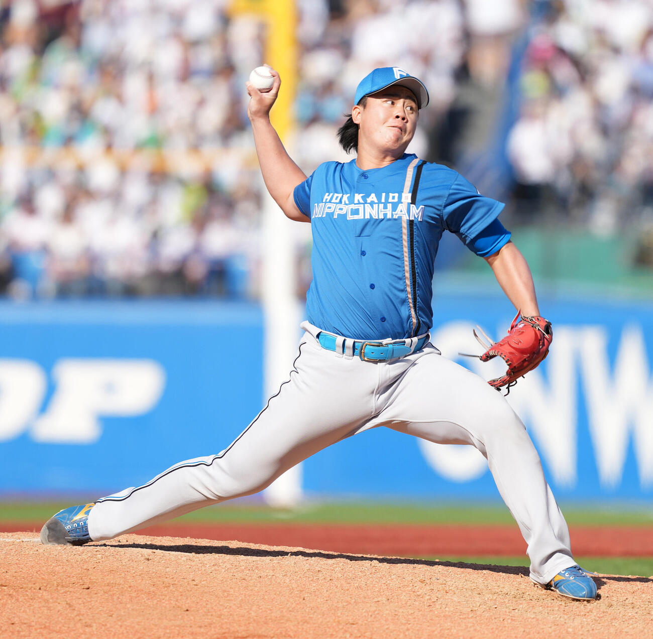 ヤクルト対日本ハム　日本ハム2番手で登板した畔柳亨丞（撮影・小沢裕）　