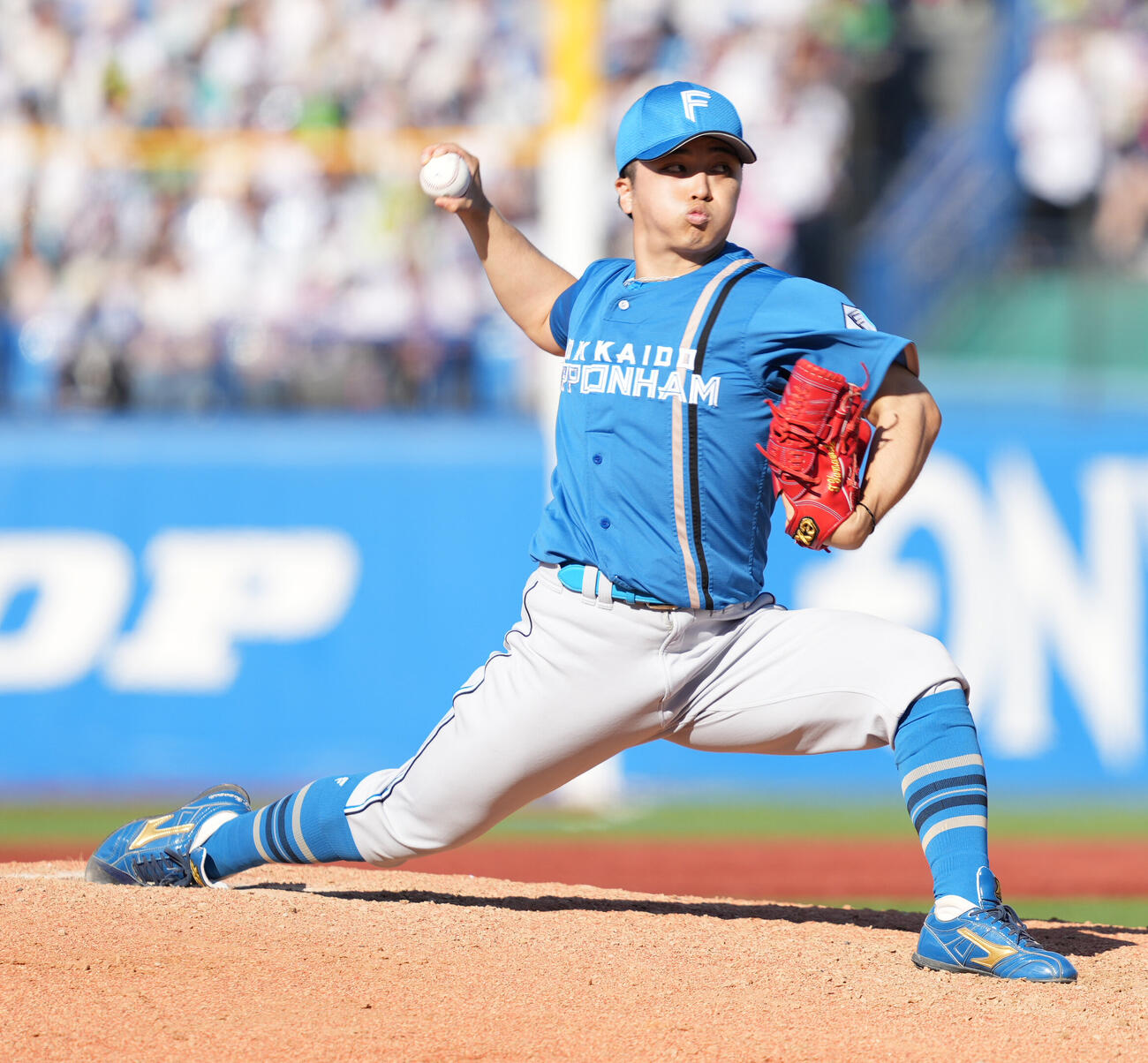 ヤクルト対日本ハム　日本ハム3番手で登板した山本拓実（撮影・小沢裕）　