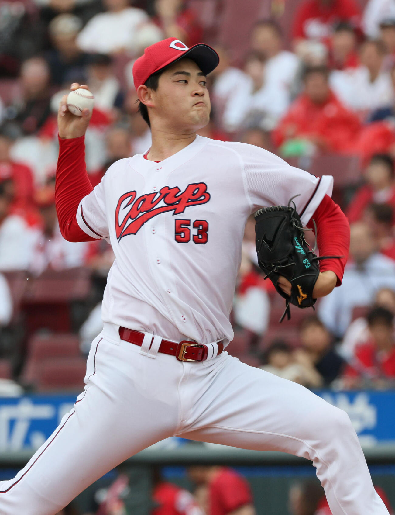 広島対オリックス　広島先発の岡本駿（撮影・加藤孝規）