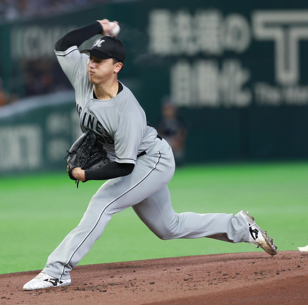 6月6日、巨人戦で力投するロッテ田中晴也