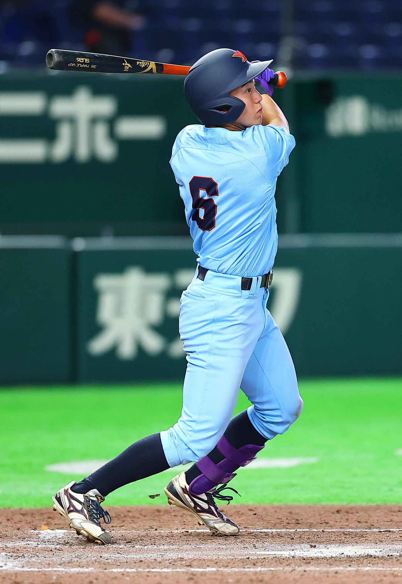 全日本大学野球選手権　日本文理大対横浜商大　6回表横浜商大1死一、三塁、犠飛を放つ石塚快士（撮影・野上伸悟）