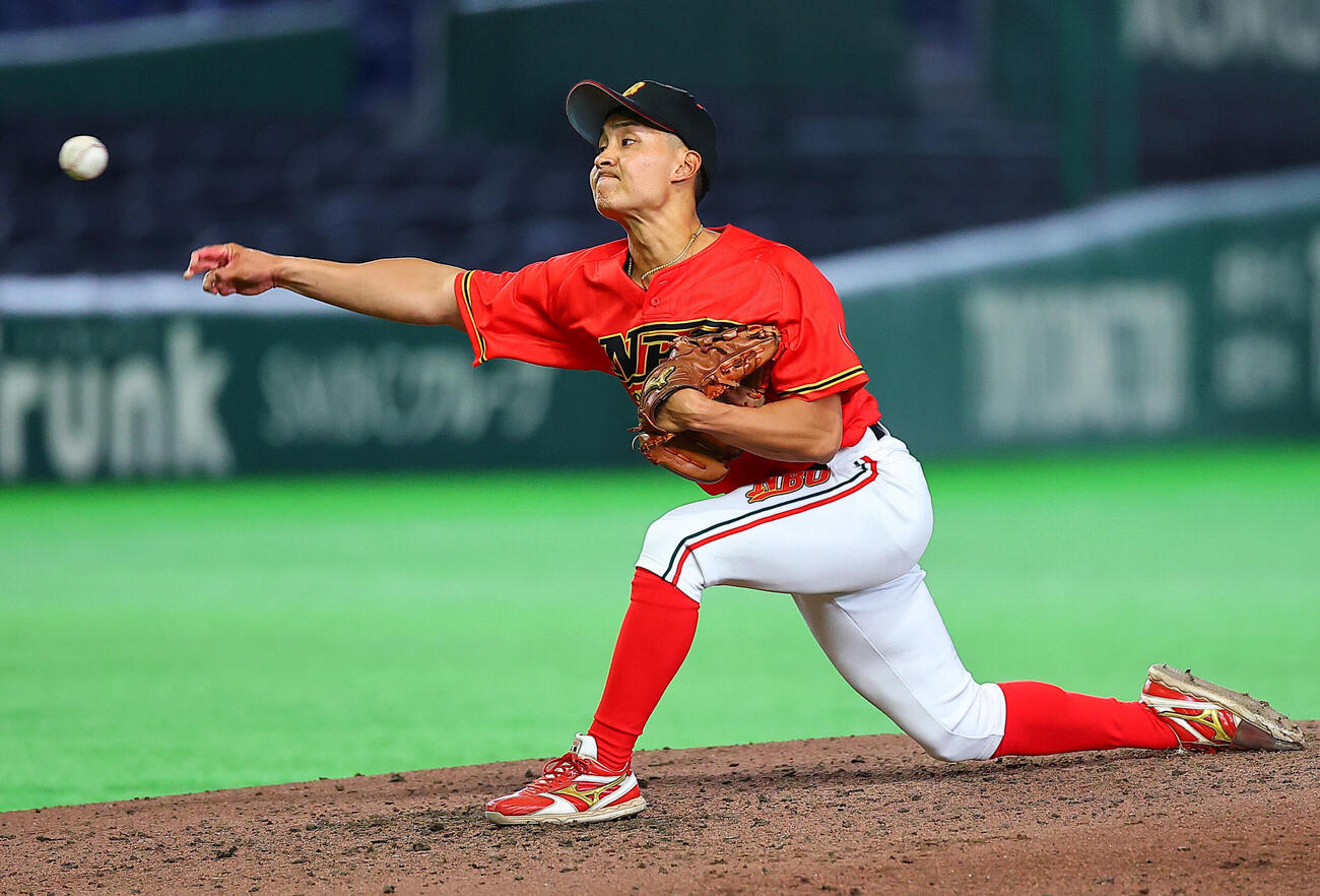 全日本大学野球選手権　日本文理大対横浜商大　日本文理大2番手の高橋秀斗（撮影・野上伸悟）