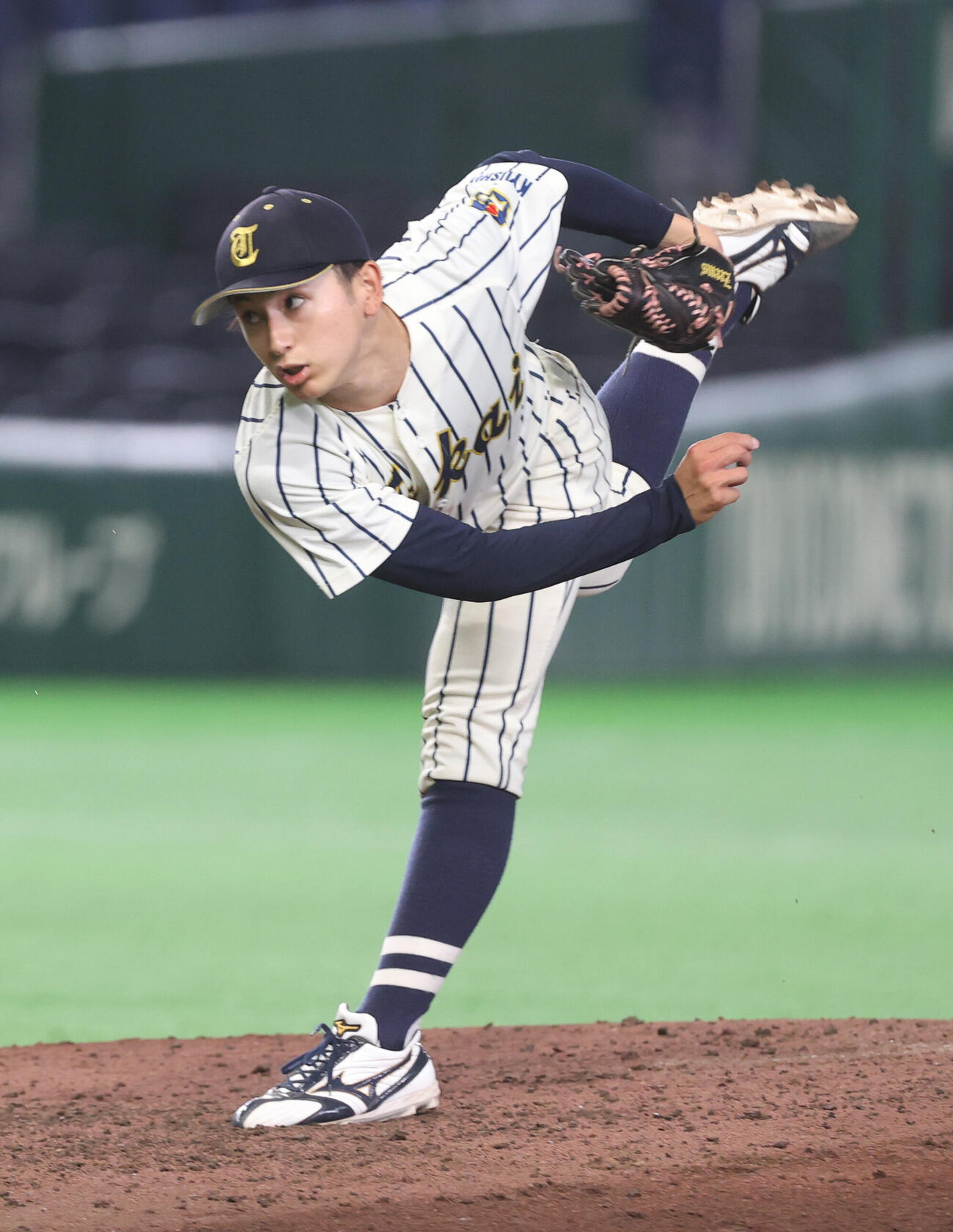 中京大対東海大九州キャンパス　好投する東海大九州キャンパス・春崎公成（撮影・柴田隆二）