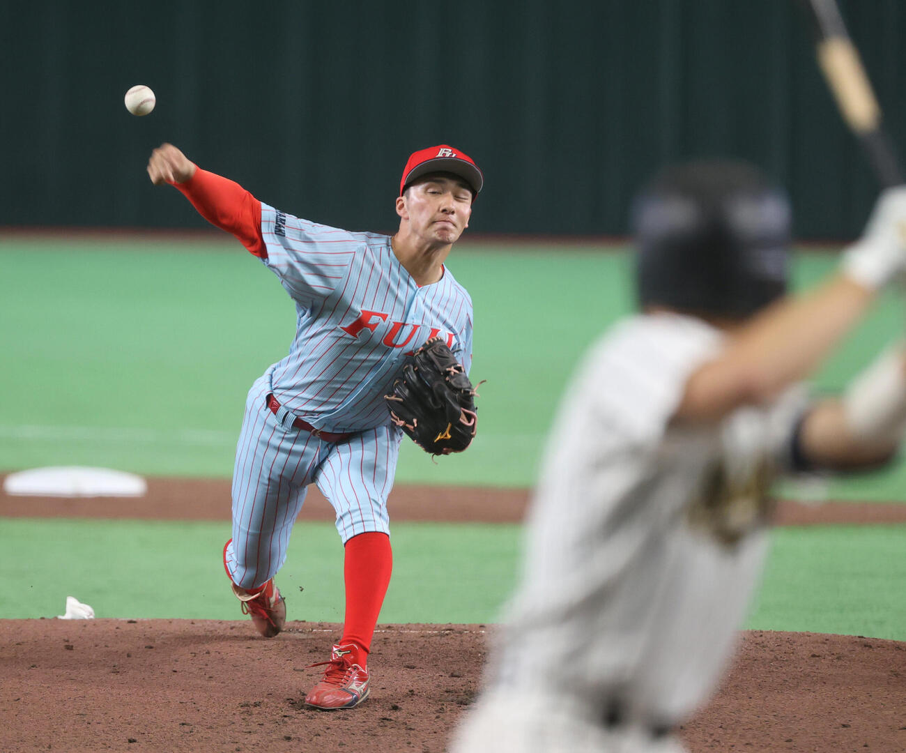 富士大対松山大　先発した富士大・角田楓斗（撮影・柴田隆二）（＝2026年6月9日）　