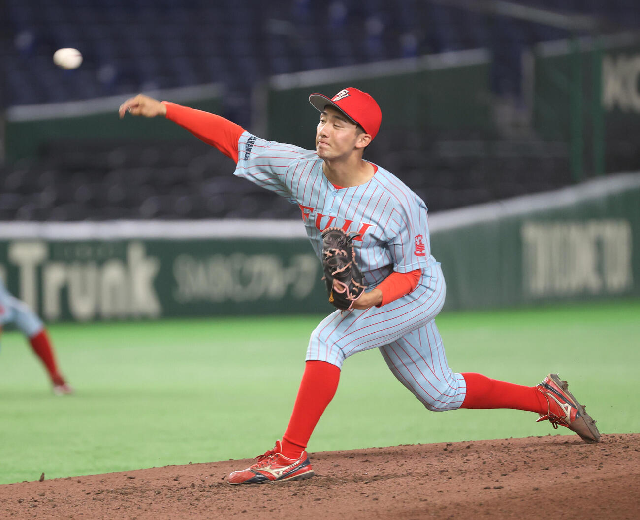 富士大対松山大　先発した富士大・角田楓斗（撮影・柴田隆二）（＝2026年6月9日）　