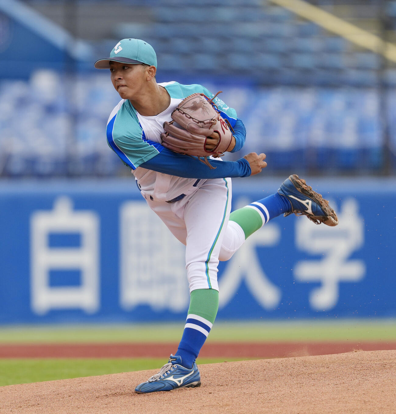 全日本大学野球選手権大会　奈良学園大対周南公立大　力投する先発の周南公立大・早川彰太郎（撮影・小島史椰）