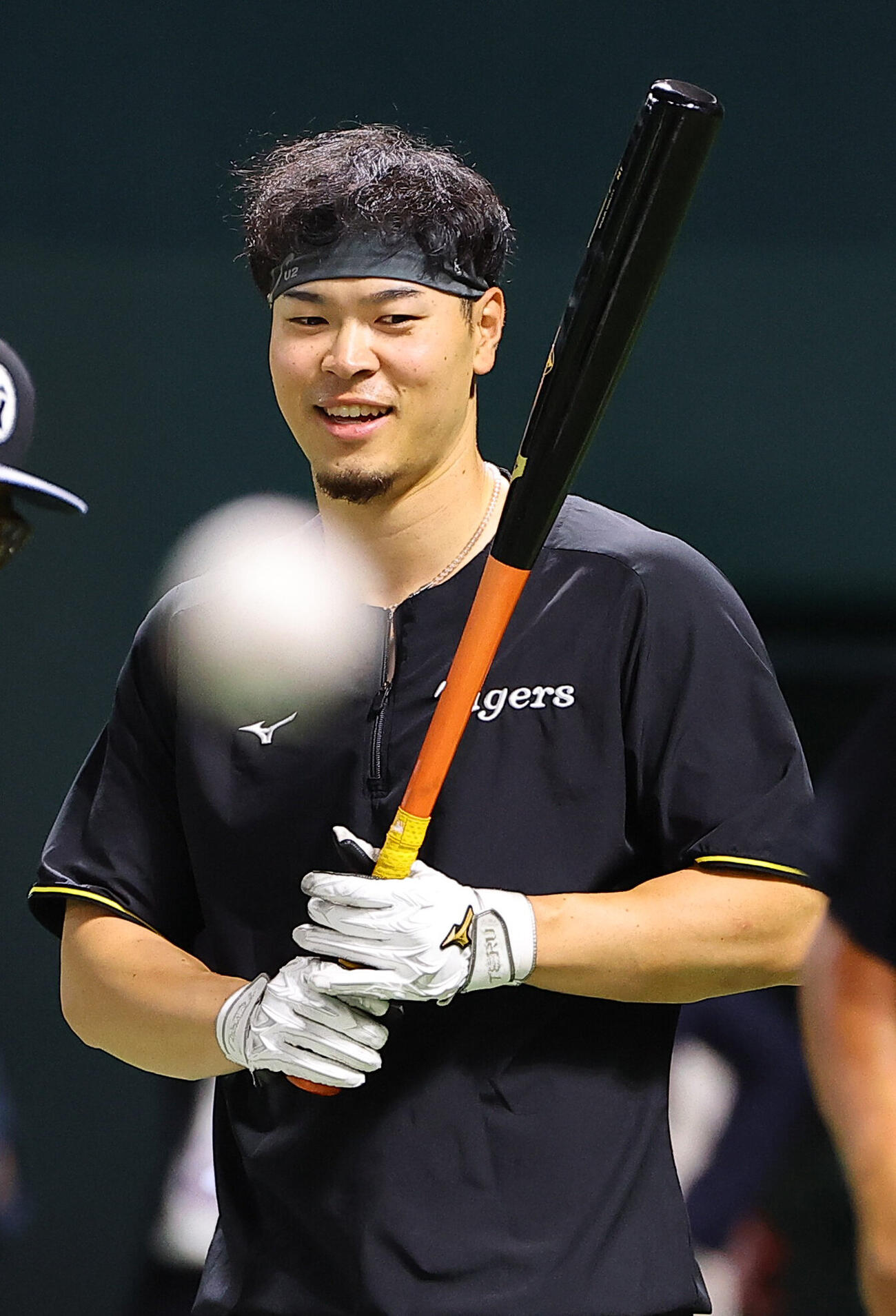 ソフトバンク対阪神　笑顔を見せる佐藤輝明（撮影・上田博志）