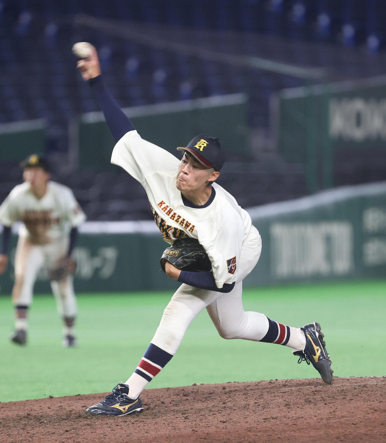 金沢学院大対天理大　6回途中から登板した金沢学院大・糸井琉翔　（撮影・柴田隆二）（＝2026年6月9日）　