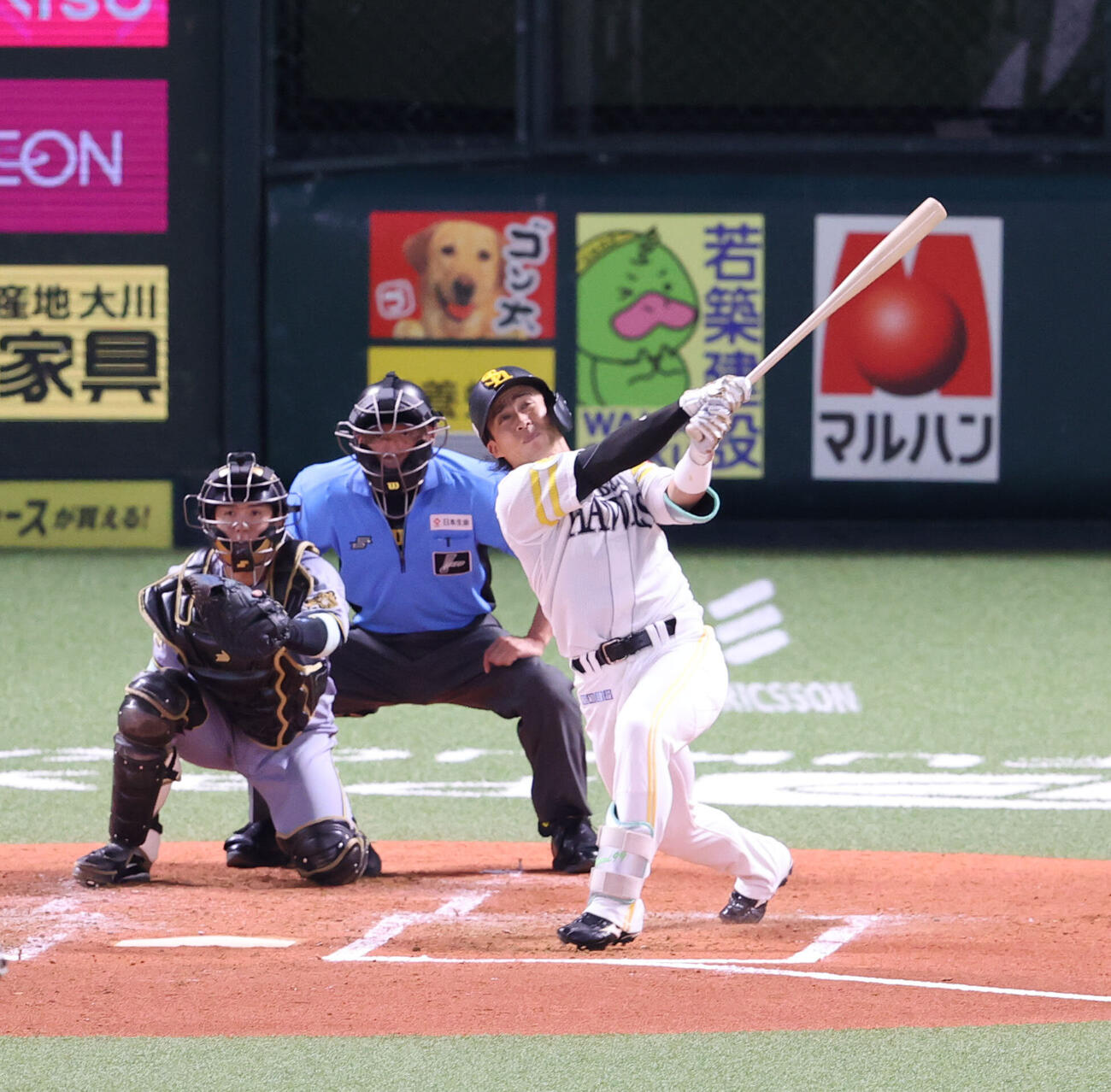 ソフトバンク対阪神　2回裏ソフトバンク1死、野村勇は左越え本塁打を放つ（撮影・梅根麻紀）