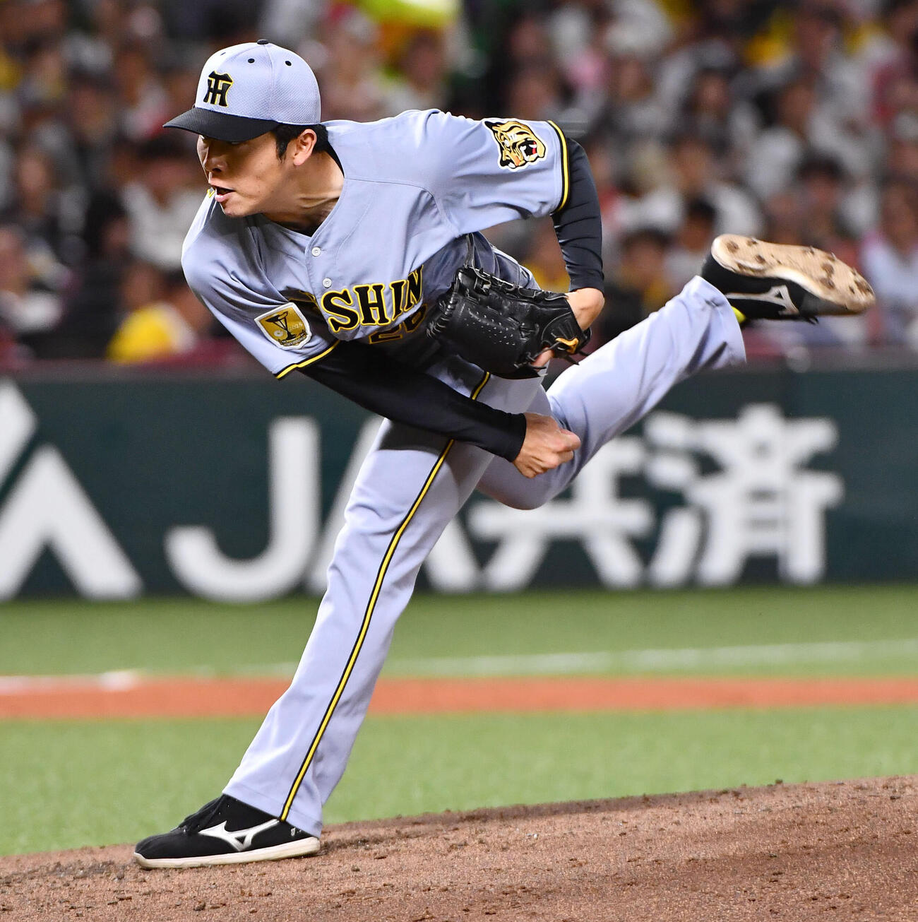 ソフトバンク対阪神　4回裏から登板した、阪神2番手の椎葉剛（撮影・岩下翔太）